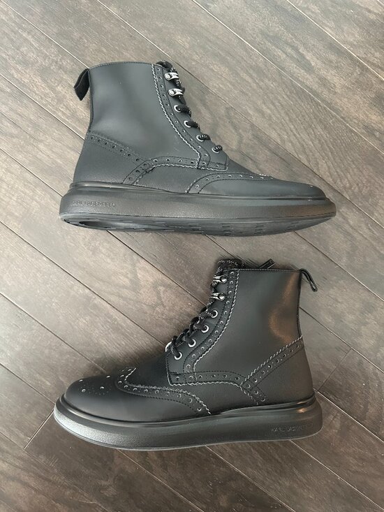 Karl Lagerfeld Paris LFS3008 Men\'s Black Leather Combat Boots Size 10.5 *NWT* main image 13